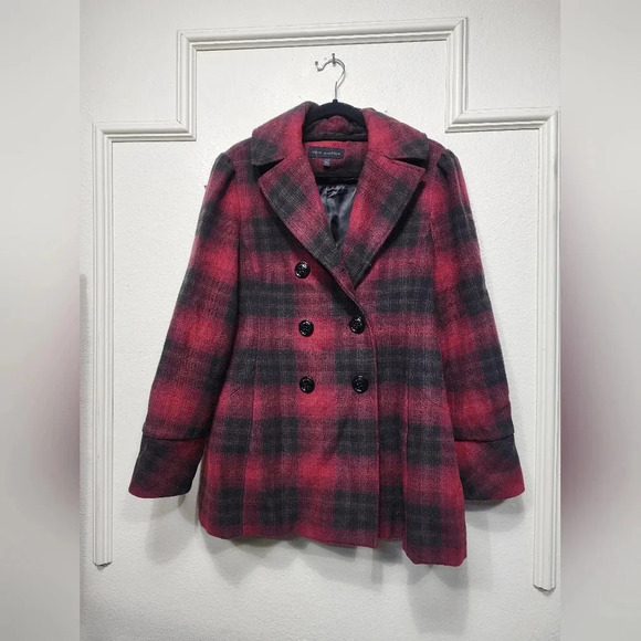 Women's Steve Madden Plaid Wool Blend Coat XL Fall Winter Holiday Office Career - Picture 1 of 6